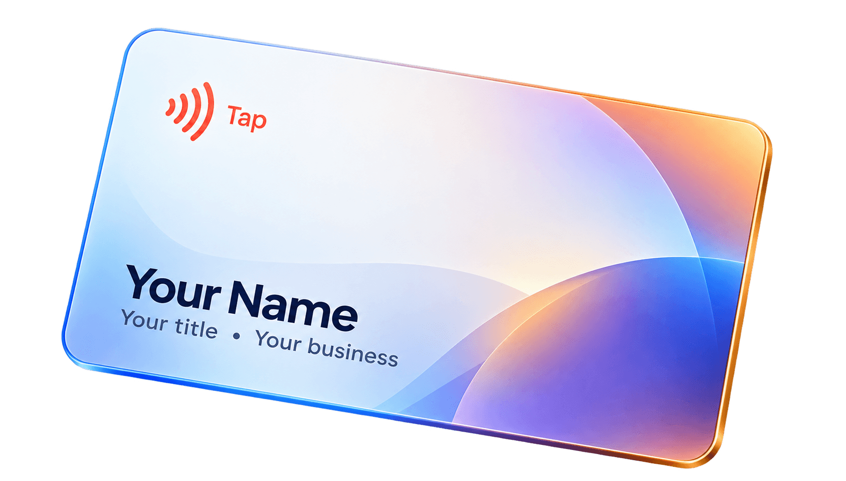 An NFC card with space for your name and title
